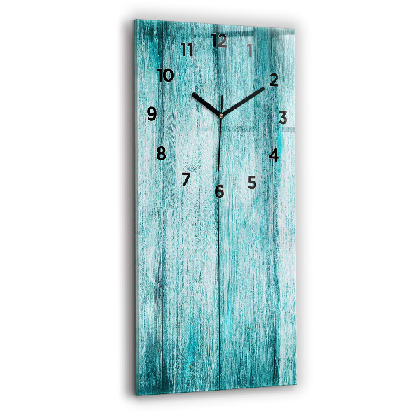 Reloj de vidrio vertical Madera vieja azul - espejomat.es