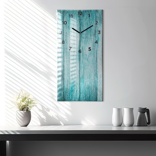 Reloj de vidrio vertical Madera vieja azul - espejomat.es