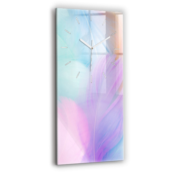 Reloj de cristal vertical Plumas de colores - espejomat.es
