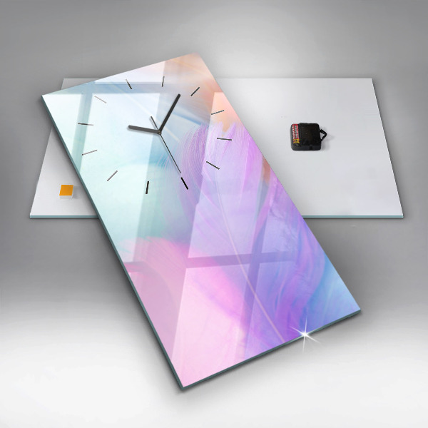 Reloj de cristal vertical Plumas de colores - espejomat.es