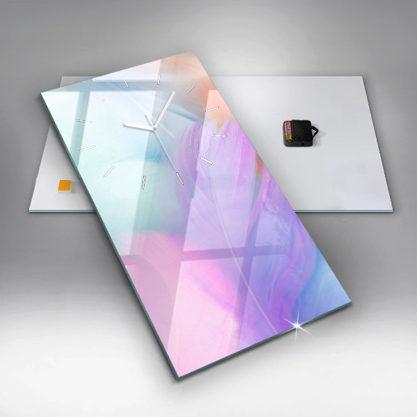 Reloj de cristal vertical Plumas de colores - espejomat.es