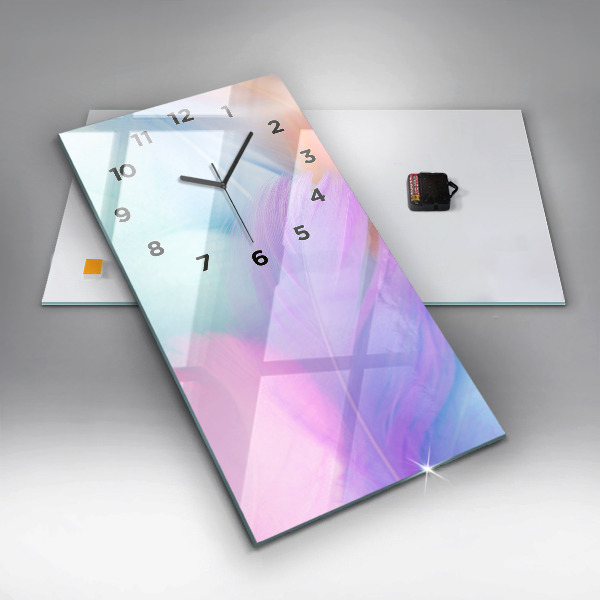 Reloj de cristal vertical Plumas de colores - espejomat.es