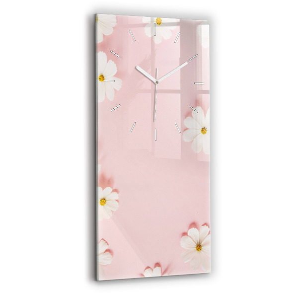 Reloj de cristal vertical Flores de margarita - espejomat.es