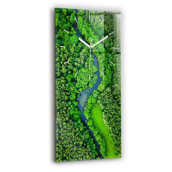 Reloj de vidrio vertical Río en el bosque - espejomat.es