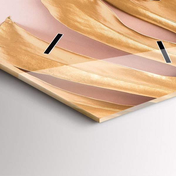 Reloj de cristal vertical Hojas tropicales doradas - espejomat.es