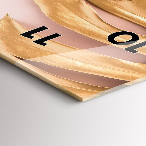 Reloj de cristal vertical Hojas tropicales doradas - espejomat.es