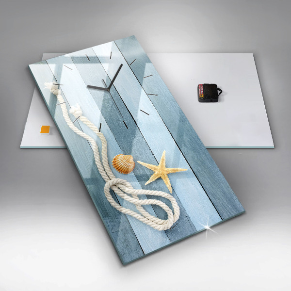 Reloj de vidrio vertical Rayas y conchas marinas - espejomat.es