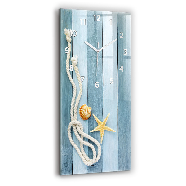 Reloj de vidrio vertical Rayas y conchas marinas - espejomat.es