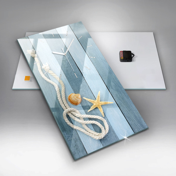 Reloj de vidrio vertical Rayas y conchas marinas - espejomat.es