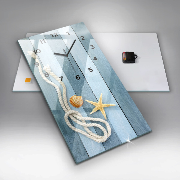 Reloj de vidrio vertical Rayas y conchas marinas - espejomat.es