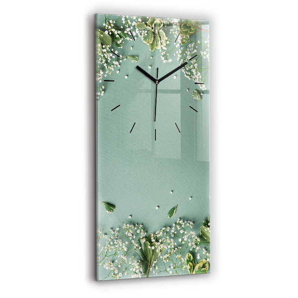 Reloj de cristal vertical Flores delicadas - espejomat.es