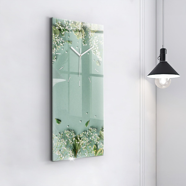Reloj de cristal vertical Flores delicadas - espejomat.es