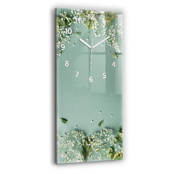 Reloj de cristal vertical Flores delicadas - espejomat.es