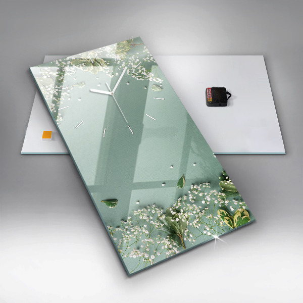 Reloj de cristal vertical Flores delicadas - espejomat.es