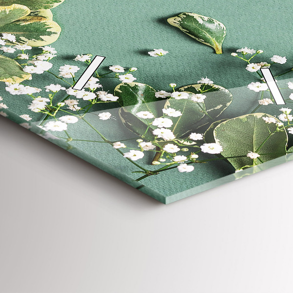 Reloj de cristal vertical Flores delicadas - espejomat.es