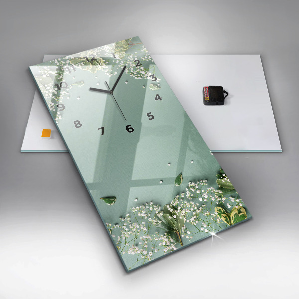 Reloj de cristal vertical Flores delicadas - espejomat.es