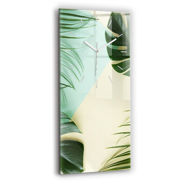 Reloj de vidrio vertical Hojas de Monstera - espejomat.es