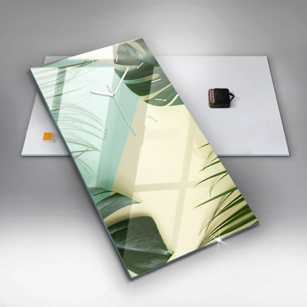 Reloj de vidrio vertical Hojas de Monstera - espejomat.es