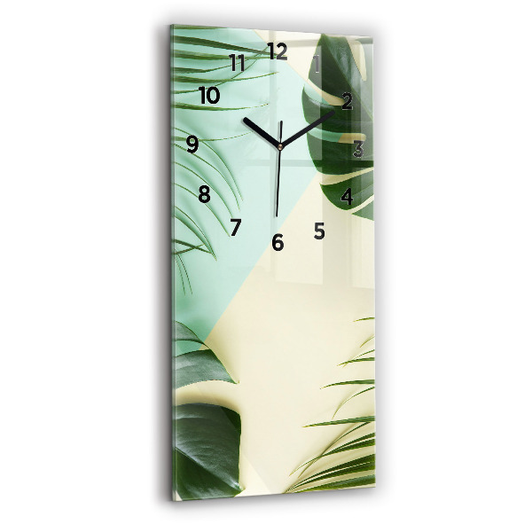 Reloj de vidrio vertical Hojas de Monstera - espejomat.es