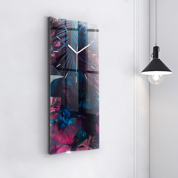 Reloj de vidrio vertical Flores exóticas - espejomat.es