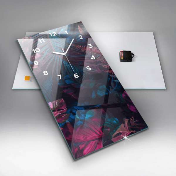 Reloj de vidrio vertical Flores exóticas - espejomat.es