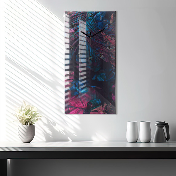 Reloj de vidrio vertical Flores exóticas - espejomat.es