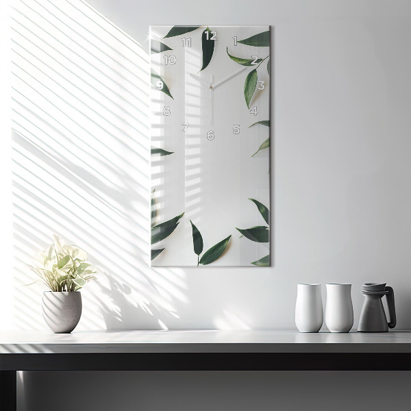 Reloj de vidrio vertical Marco de hojas - espejomat.es