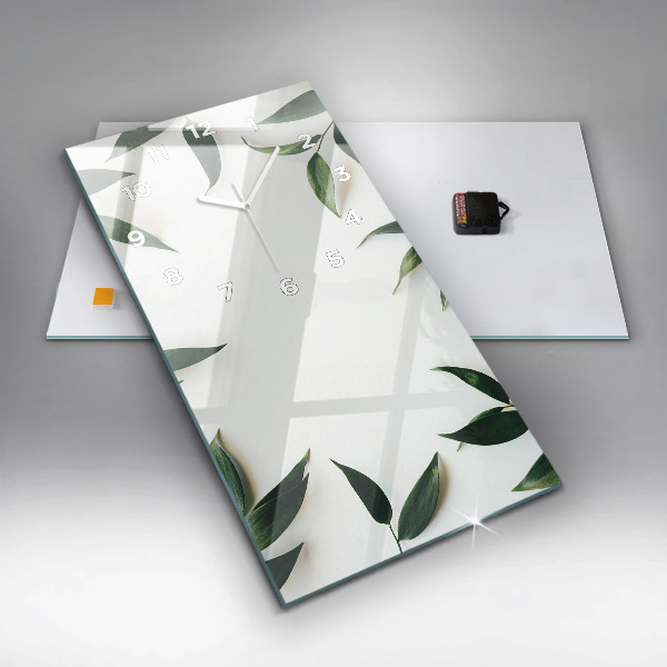 Reloj de vidrio vertical Marco de hojas - espejomat.es