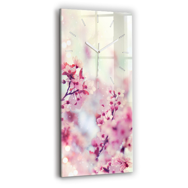Reloj de vidrio vertical Flores de primavera - espejomat.es