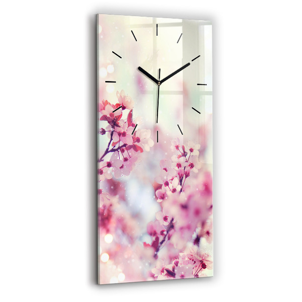 Reloj de vidrio vertical Flores de primavera - espejomat.es