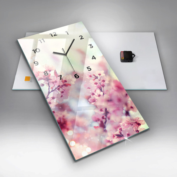 Reloj de vidrio vertical Flores de primavera - espejomat.es