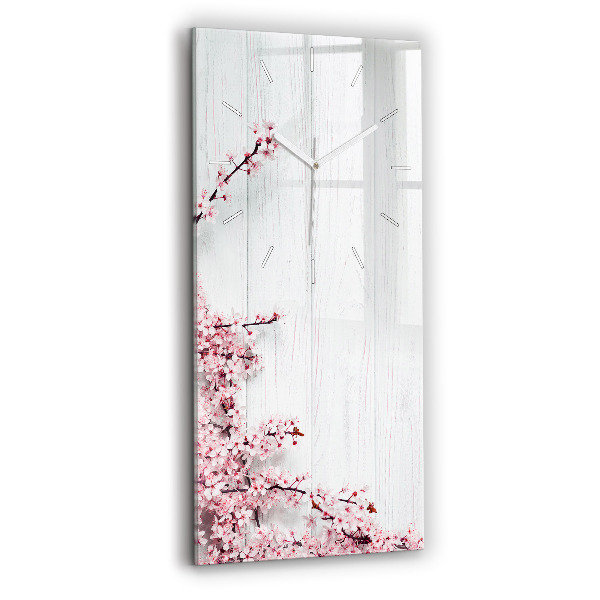 Reloj de cristal vertical Flores de primavera - espejomat.es