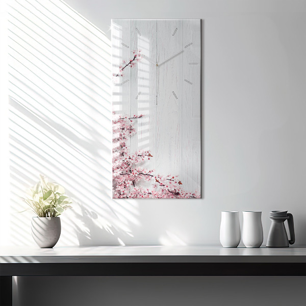 Reloj de cristal vertical Flores de primavera - espejomat.es