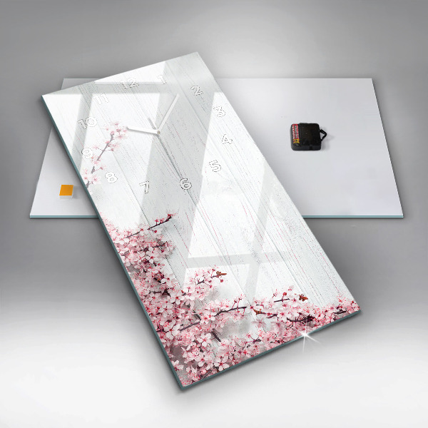 Reloj de cristal vertical Flores de primavera - espejomat.es