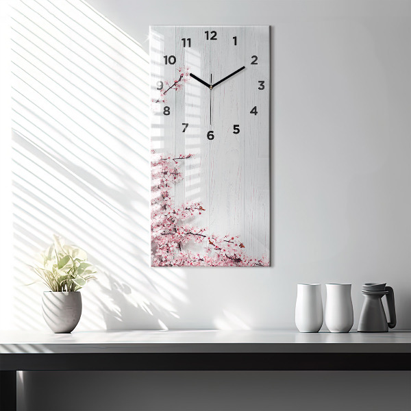 Reloj de cristal vertical Flores de primavera - espejomat.es