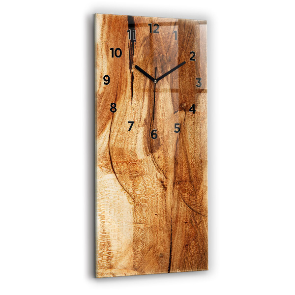 Reloj de cristal vertical Textura madera - espejomat.es