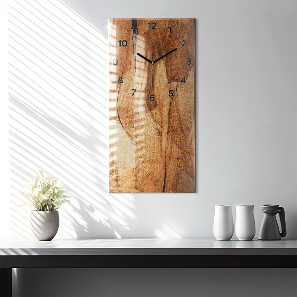 Reloj de cristal vertical Textura madera - espejomat.es