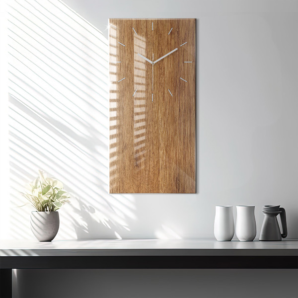 Reloj de cristal vertical Madera clara - espejomat.es