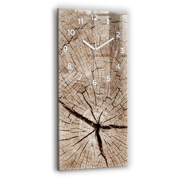 Reloj de cristal vertical Viejo tronco de madera - espejomat.es