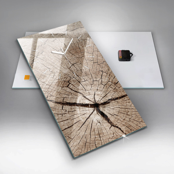 Reloj de cristal vertical Viejo tronco de madera - espejomat.es