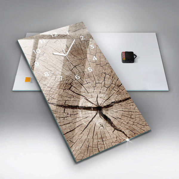 Reloj de cristal vertical Viejo tronco de madera - espejomat.es
