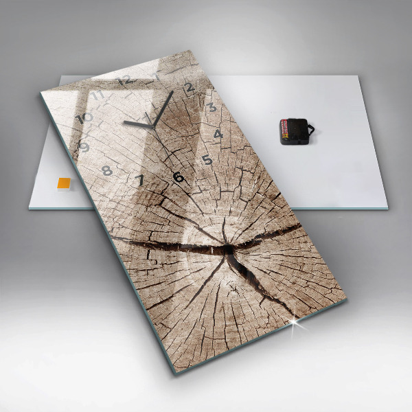 Reloj de cristal vertical Viejo tronco de madera - espejomat.es