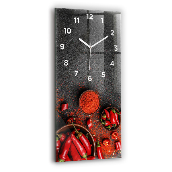 Reloj de cristal vertical Pimientos rojos - espejomat.es