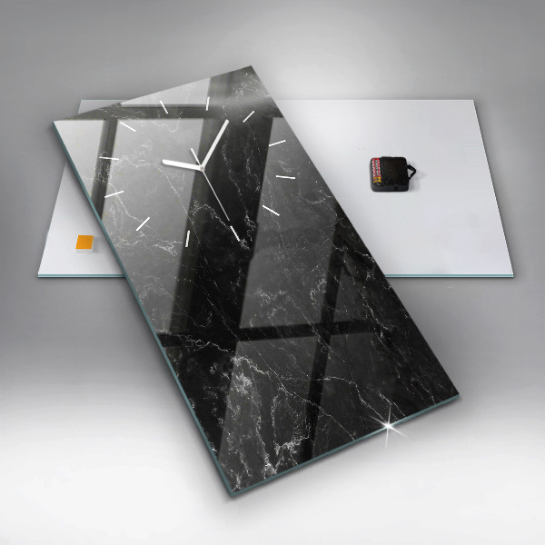Reloj de cristal vertical Mármol negro - espejomat.es