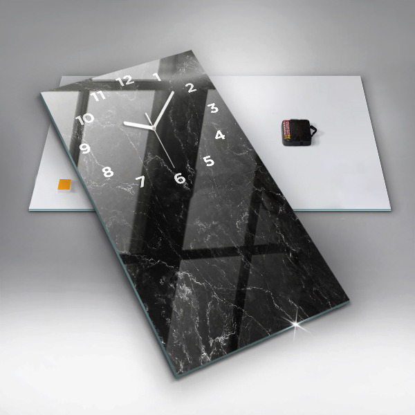 Reloj de cristal vertical Mármol negro - espejomat.es