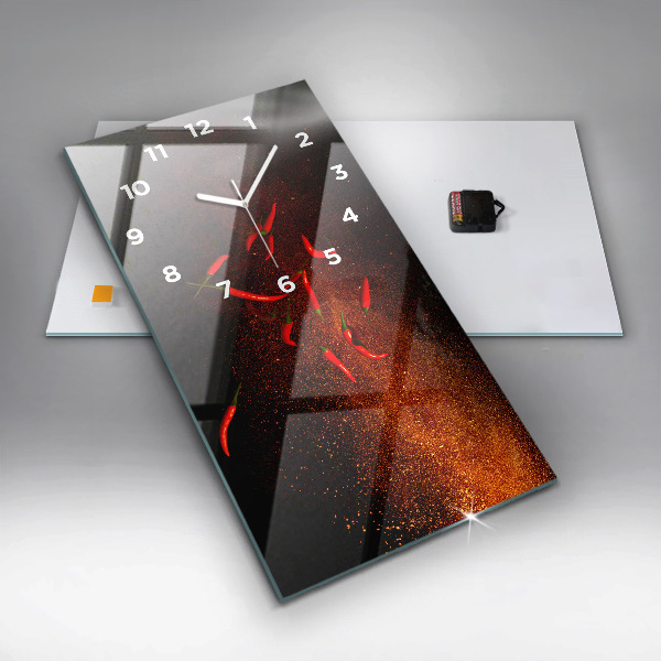 Reloj de cristal vertical Pimientos picantes - espejomat.es