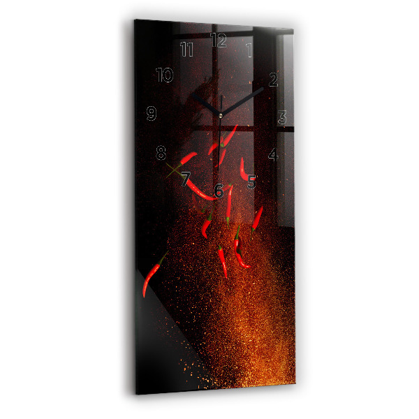 Reloj de cristal vertical Pimientos picantes - espejomat.es