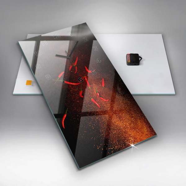 Reloj de cristal vertical Pimientos picantes - espejomat.es