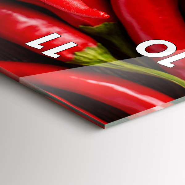 Reloj de vidrio vertical Pimientos picantes - espejomat.es