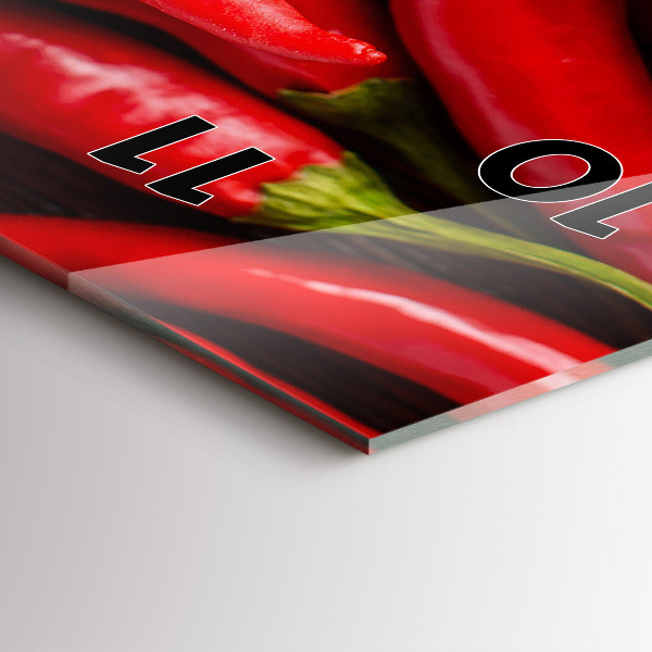 Reloj de vidrio vertical Pimientos picantes - espejomat.es